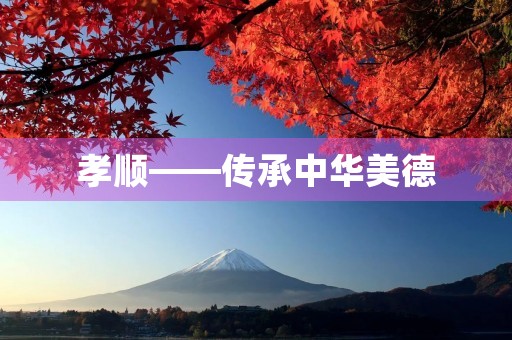 孝顺——传承中华美德 孝顺——传承中华美德