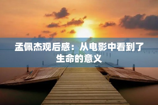 孟佩杰观后感：从电影中看到了生命的意义