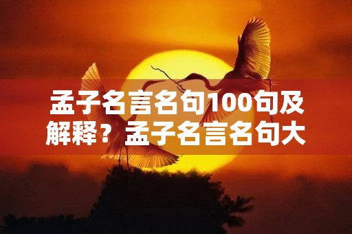 孟子名言名句100句及解释？孟子名言名句大全