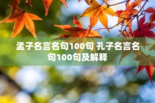 孟子名言名句100句 孔子名言名句100句及解释 孟子名言名句100句 孔子名言名句100句及解释