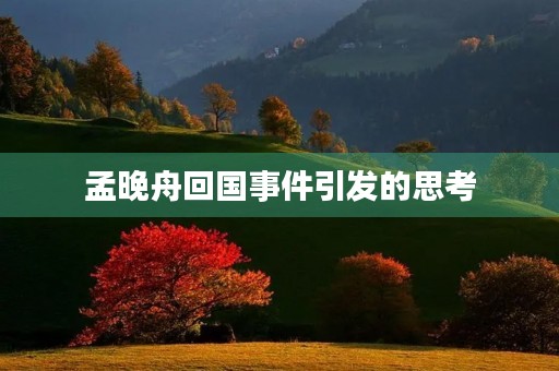 孟晚舟回国事件引发的思考