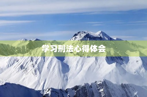 学习刑法心得体会