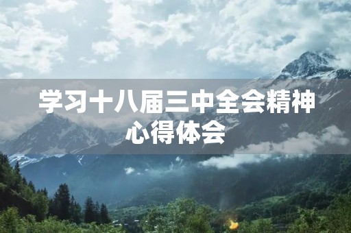 学习十八届三中全会精神心得体会