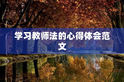 学习教师法的心得体会范文