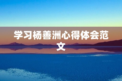 学习杨善洲心得体会范文