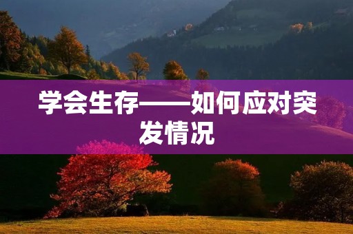 学会生存——如何应对突**况