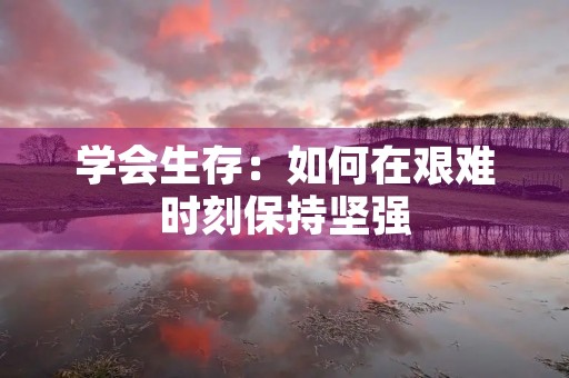 学会生存：如何在艰难时刻保持坚强
