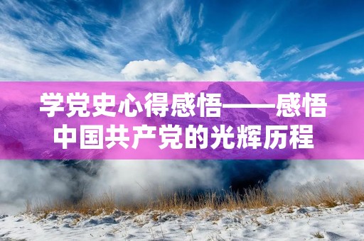 学党史心得感悟——感悟中国共产党的光辉历程
