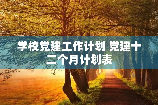学校党建工作计划 党建十二个月计划表 学校党建工作计划 党建十二个月计划表