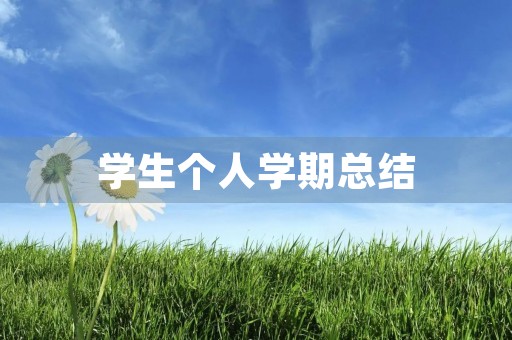 学生个人学期总结 学生个人学期总结