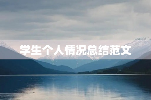 学生个人情况总结范文