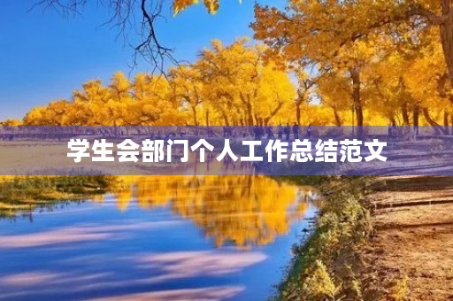 学生会部门个人工作总结范文