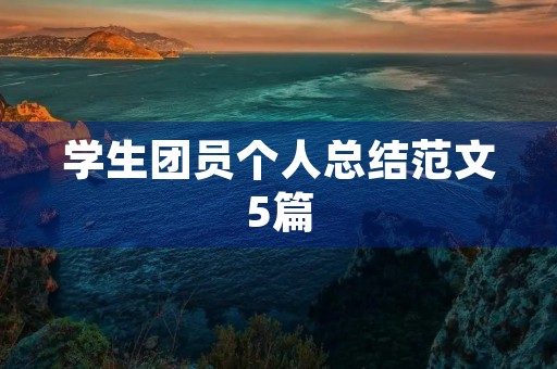学生团员个人总结范文5篇