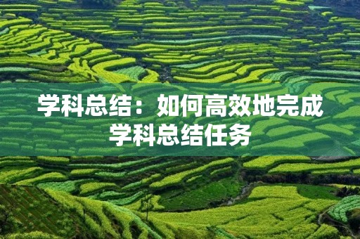学科总结：如何高效地完成学科总结任务