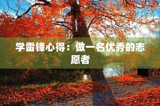 学雷锋心得:做一名优秀的志愿者 学雷锋心得:做一名优秀的志愿者