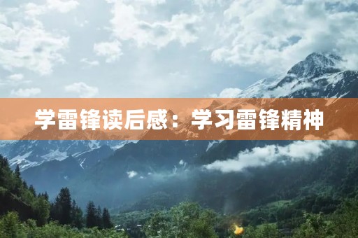 学雷锋读后感：学习雷锋精神，做一个有爱心的人