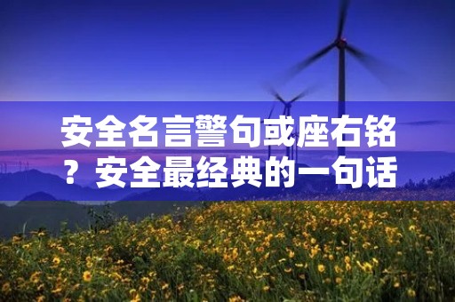 安全名言警句或座右铭？安全最经典的一句话
