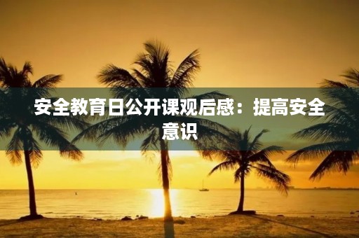 安全教育日公开课观后感：提高安全意识，保障生命安全