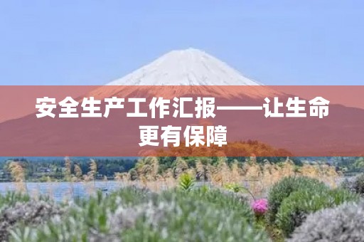 安全生产工作汇报——让生命更有保障 安全生产工作汇报——让生命更有保障