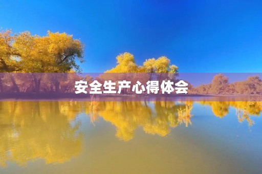 安全生产心得体会 安全生产心得体会