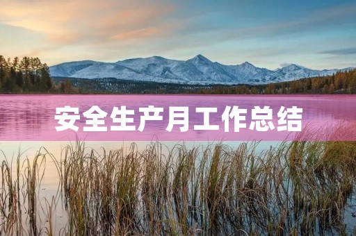 安全生产月工作总结 安全生产月工作总结