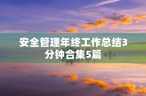 安全管理年终工作总结3分钟合集5篇