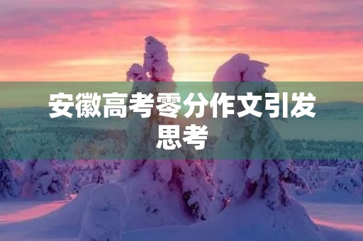 安徽高考零分作文引发思考