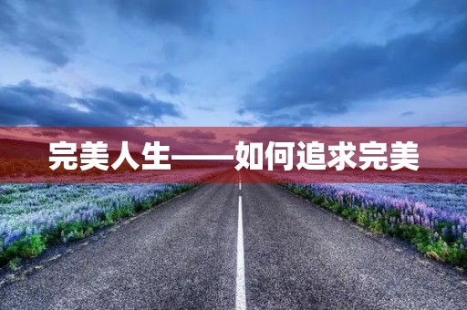 完美人生——如何追求完美 完美人生——如何追求完美