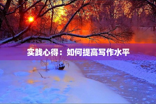 实践心得：如何提高写作水平