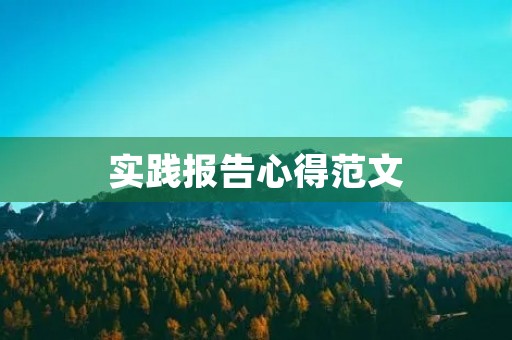 实践报告心得范文 实践报告心得范文