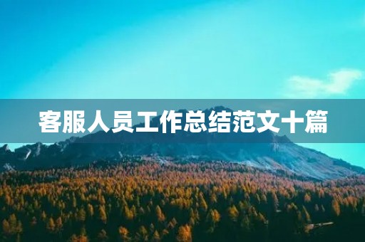 客服人员工作总结范文十篇