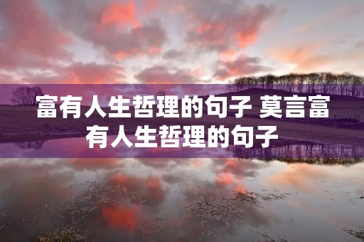富有人生哲理的句子 莫言富有人生哲理的句子 富有人生哲理的句子 莫言富有人生哲理的句子