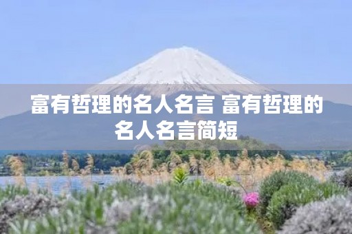 富有哲理的名人名言 富有哲理的名人名言简短