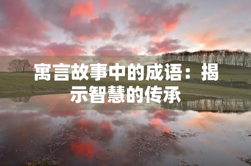 寓言故事中的成语:揭示智慧的传承 寓言故事中的成语:揭示智慧的传承