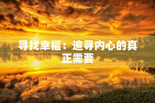 寻找幸福:追寻内心的真正需要 寻找幸福:追寻内心的真正需要