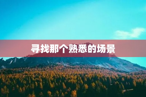 寻找那个熟悉的场景 寻找那个熟悉的场景