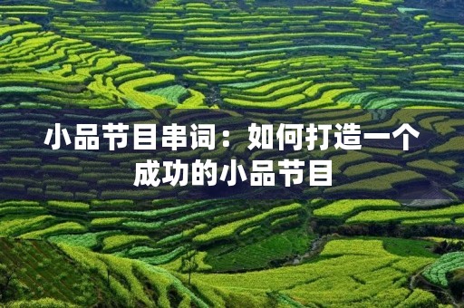 小品节目串词:如何打造一个成功的小品节目 小品节目串词:如何打造一个成功的小品节目