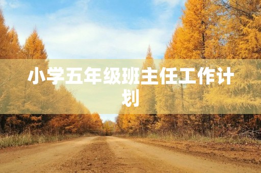 小学五年级班主任工作计划