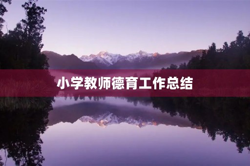 小学教师德育工作总结