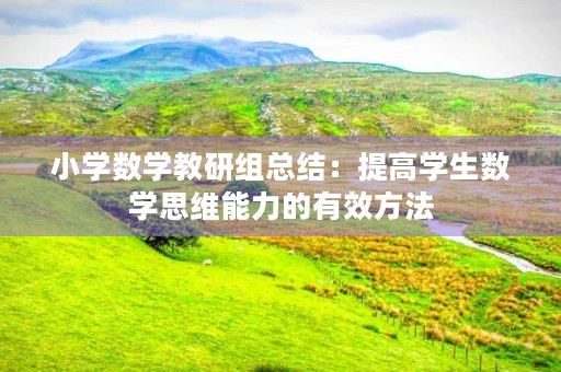 小学数学教研组总结:提高学生数学思维能力的有效方法 小学数学教研组总结:提高学生数学思维能力的有效方法