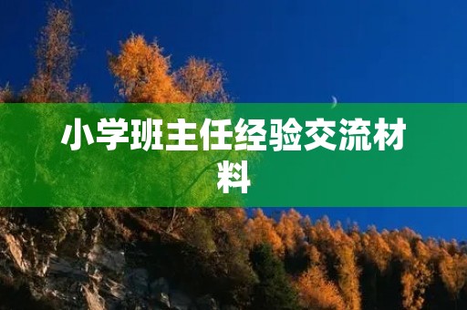 小学班主任经验交流材料