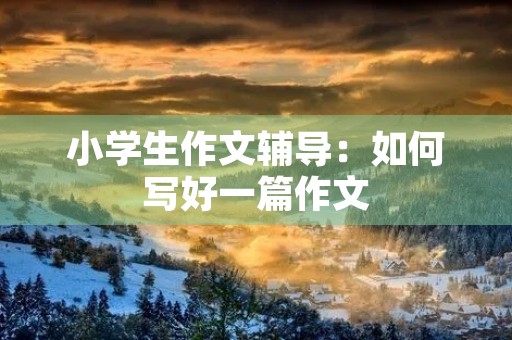 小学生作文辅导:如何写好一篇作文 小学生作文辅导:如何写好一篇作文