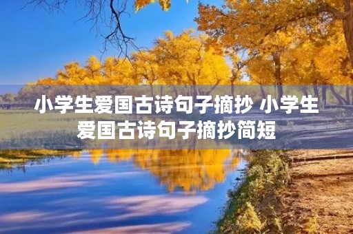 小学生爱国古诗句子摘抄 小学生爱国古诗句子摘抄简短