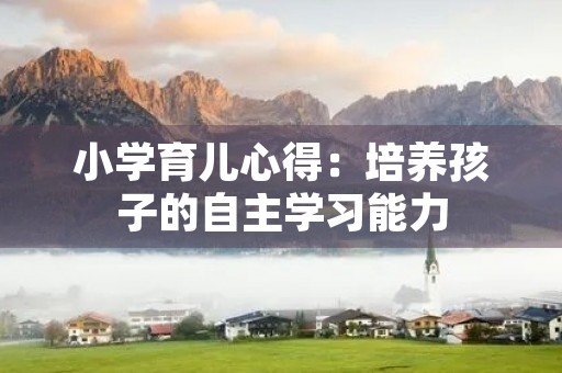 小学育儿心得：培养孩子的自主学习能力