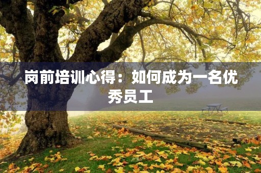岗前培训心得:如何成为一名优秀员工 岗前培训心得:如何成为一名优秀员工
