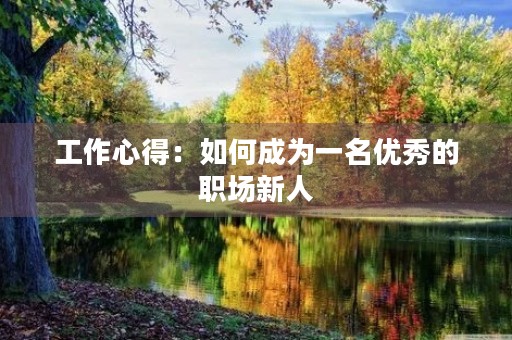 工作心得：如何成为一名优秀的职场新人