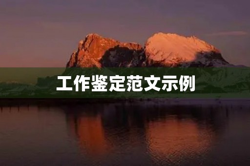 工作鉴定范文示例 工作鉴定范文示例