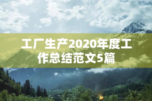 工厂生产2020年度工作总结范文5篇