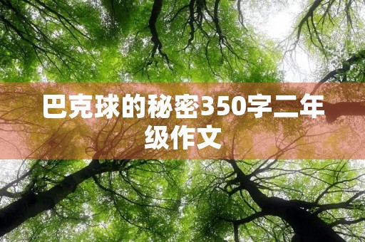 巴克球的秘密350字二年级作文