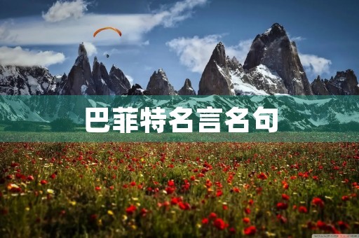 巴菲特名言名句，巴菲特名言名句100句